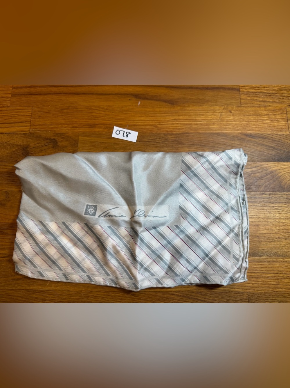 Vintage Anne Klein Gray and Pink Striped Scarf
